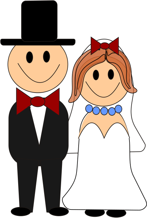 Wedding Invitation Bridegroom Cartoon - Cartoon Bride And Groom (508x750), Png Download