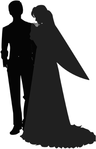 Silhouette Bride And Groom-01, Wedding, Wedding Card, - Wedding (640x640), Png Download