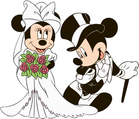 Bride Clipart Minnie - Mickey And Minnie Mouse Wedding (574x492), Png Download