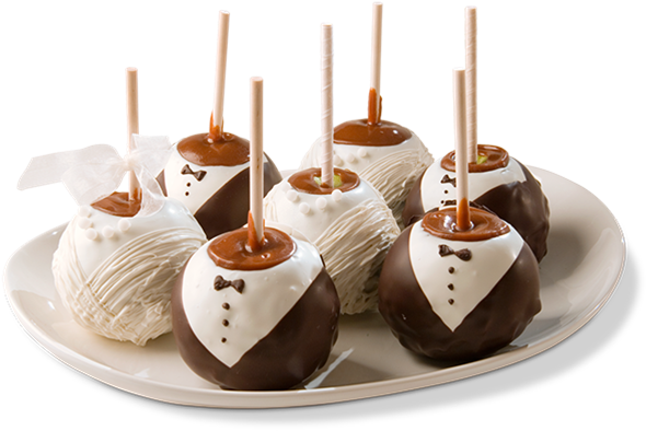 Bride And Groom Caramel Apples (600x450), Png Download