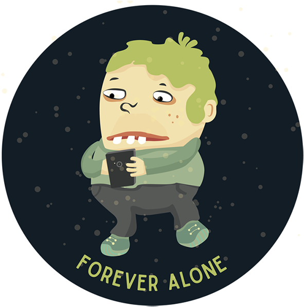 Valentine - Forever Alone - Illustration (600x604), Png Download