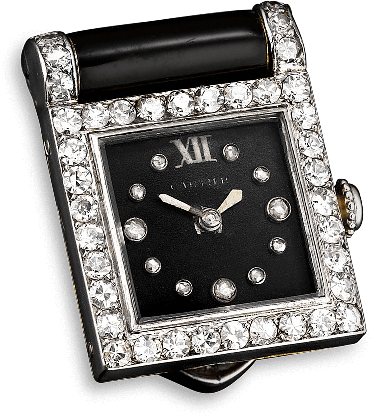 Cartier Art Deco Diamond & Onyx Clip Watch - Watch Cartier Art Deco (1750x1750), Png Download