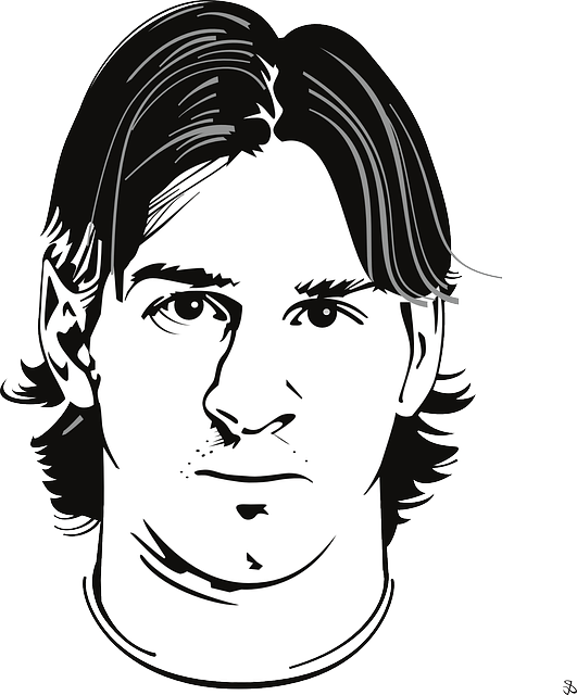 Soccer, Face, Cartoon, Sports, Football, Celebrity - Leonel Messi Decal (black) (531x640), Png Download