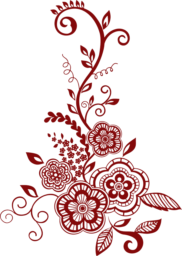 Henna Decorations - Flower White Black (601x845), Png Download
