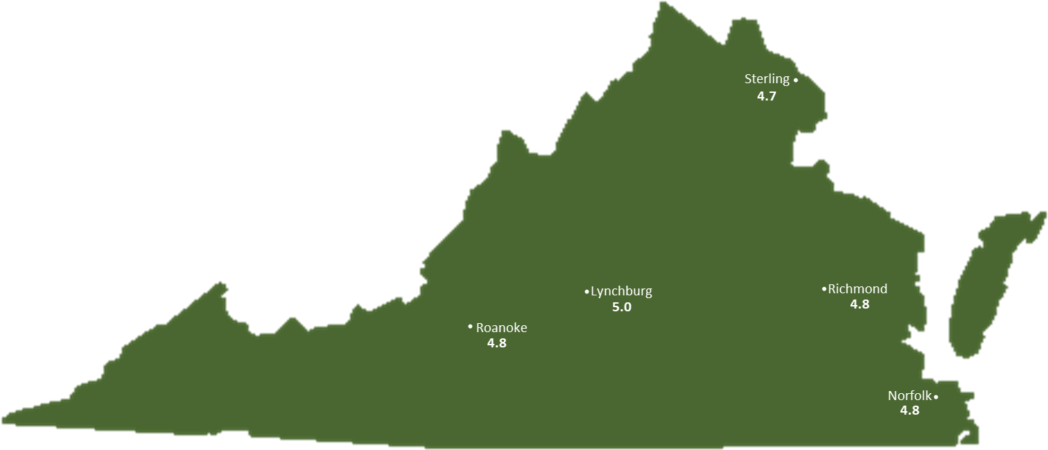 Virginia Sun Light Hours Map - Virginia 2017 Election Map (1560x700), Png Download