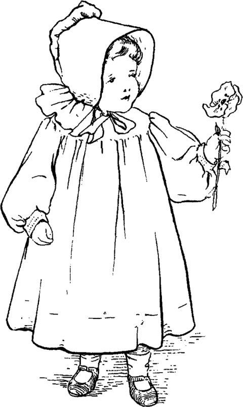 Free Png Download Vintage Flower Girlblack And White - Line Art (480x805), Png Download