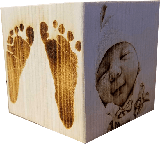 Baby Block Custom Engraving With Baby Photo, Engraved - Carving (600x600), Png Download