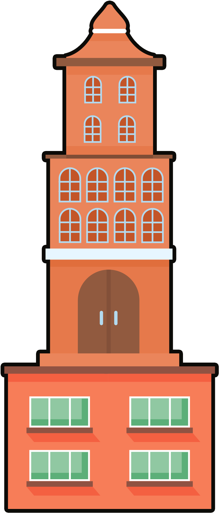 Hand Drawn Element Building Bell Tower Png And Psd (2000x2000), Png Download