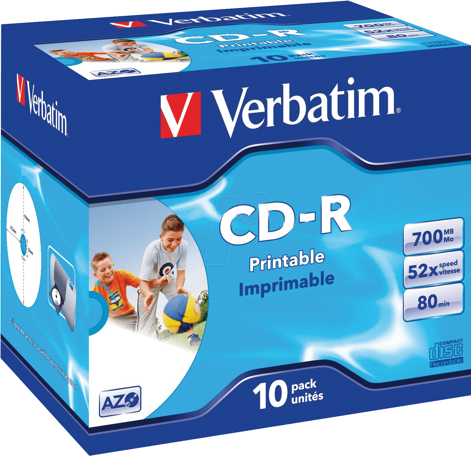 Cd 8010 Ver-p - Verbatim Cd R Printable (1560x1502), Png Download