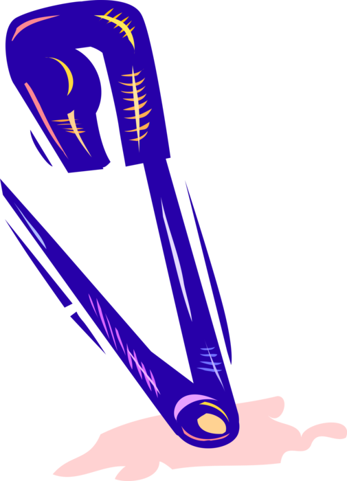 Vector Illustration Of Safety Pin Device Fastens Objects (505x700), Png Download
