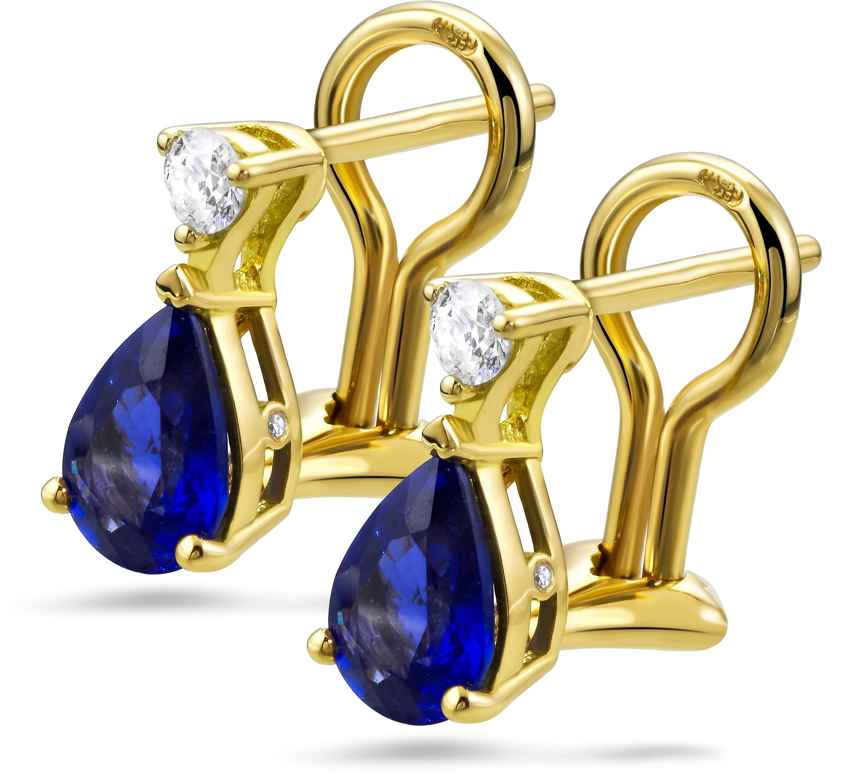 Diamond Earrings With Beautiful Sapphires - Diamond (3235x3235), Png Download