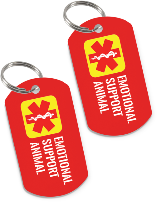 High Quality Emotional Support Animal Id Tag (2 Tags - Keychain (530x664), Png Download