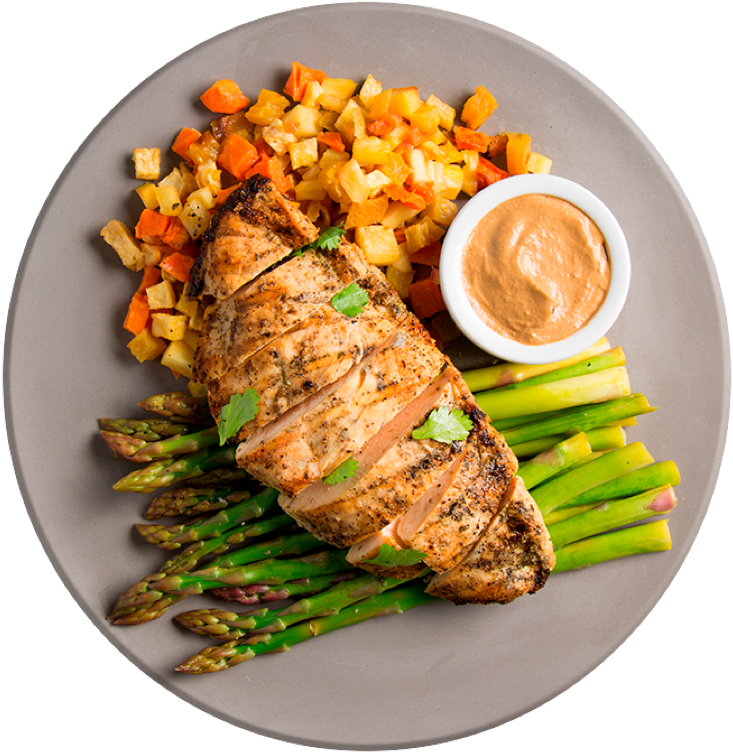 Grilled Chicken And Sunflower Butter Sauce With Roasted - Roast Beef (800x800), Png Download