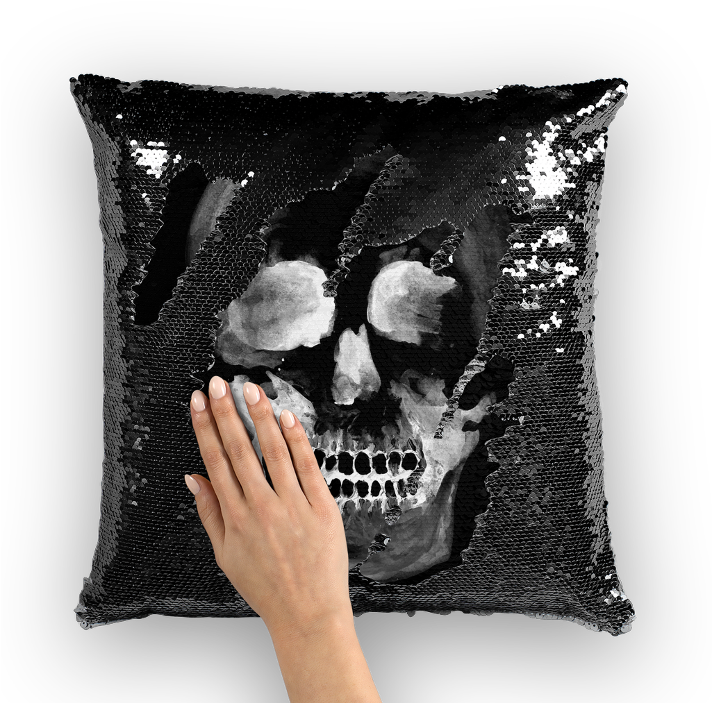 White Skull ﻿sequin Cushion Cover (1024x1024), Png Download