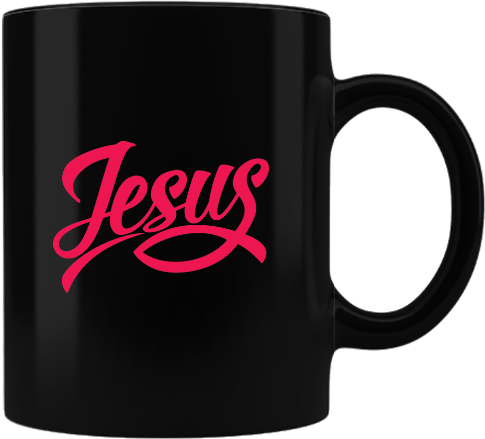 Jesus Fish Ceramic Black Coffee Mug - Mug (1000x1000), Png Download
