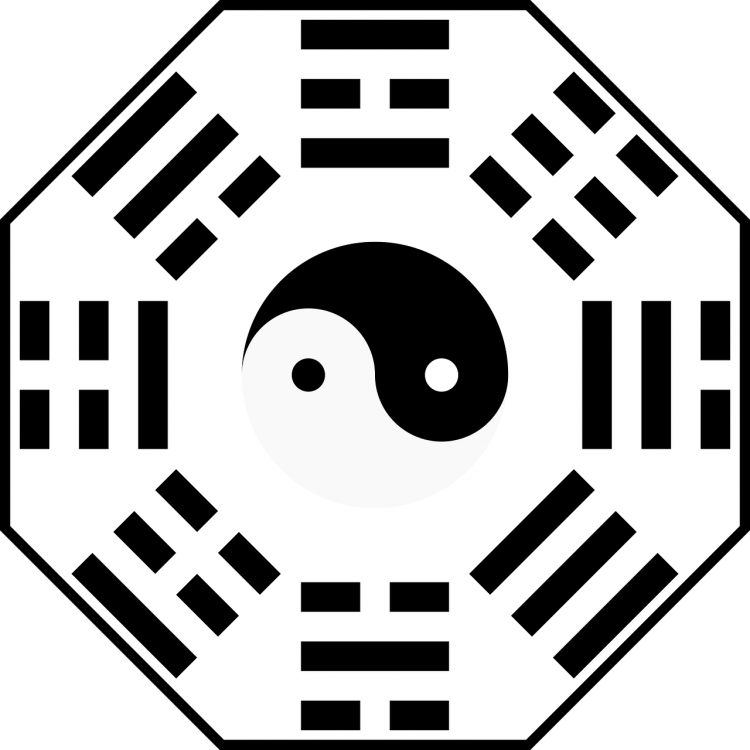 A Bagua Is A Mirror Encased In An Octagonal Wooden - Bagua Transparent (750x750), Png Download