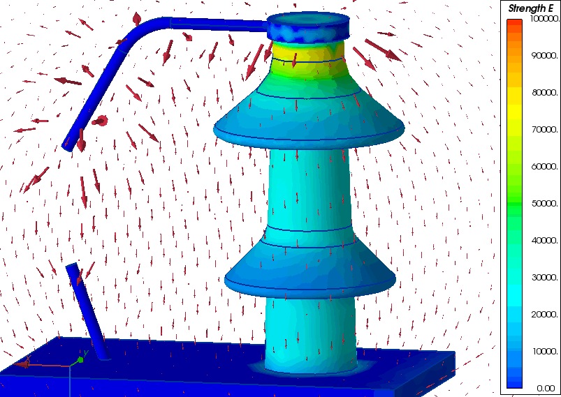 Electric Field Distribution In The Spark Gap Of Arcing - Arcing Horn In Transmission Line (803x569), Png Download