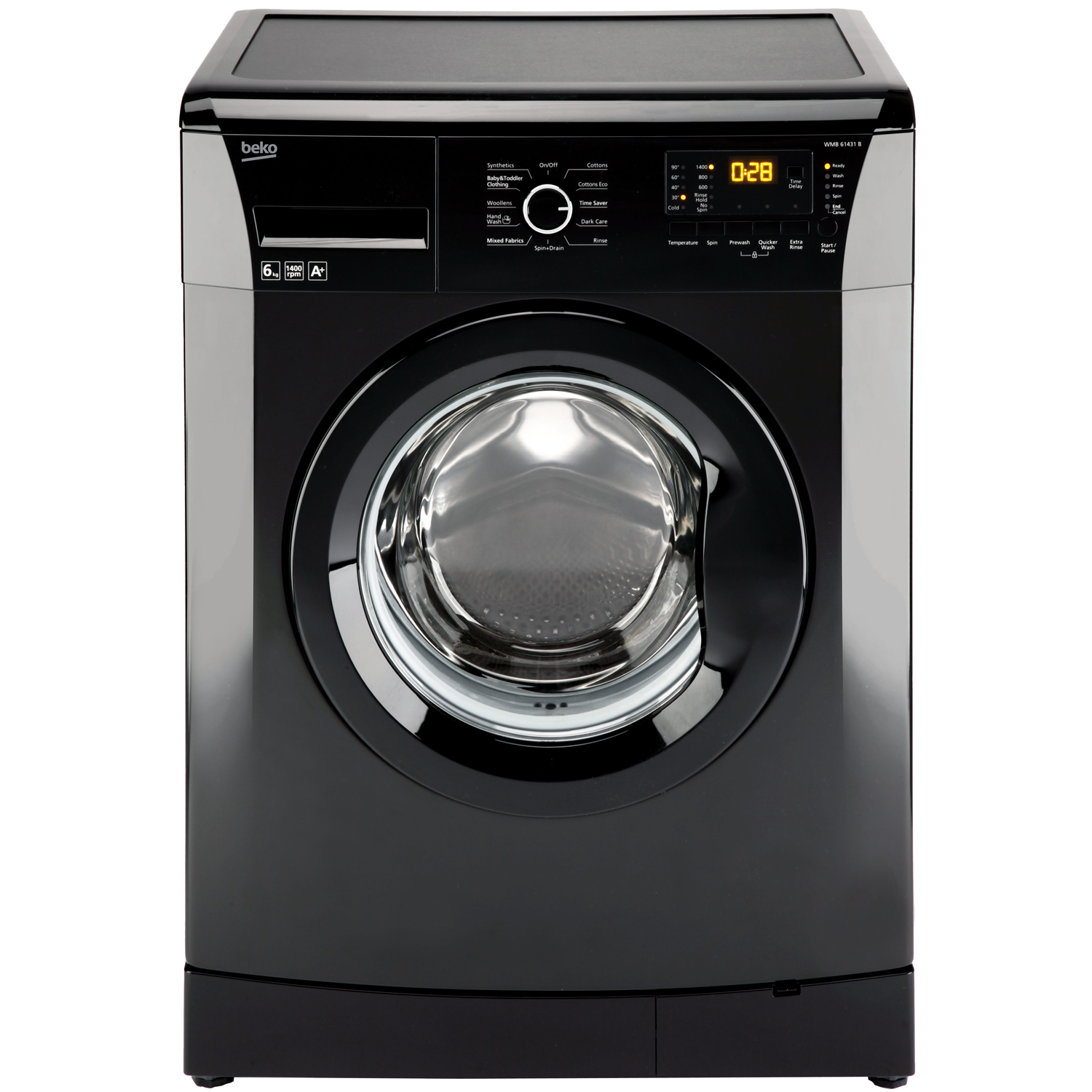 Buy Beko Wmb61432b A 6kg 1400 Spin Washing Machine - Beko Washing Machine Black (1500x1500), Png Download