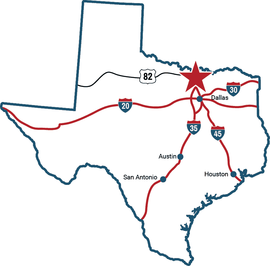 Texas Map Roads Leading To Gainesville - Zodiac Seats Gainesville Tx (879x866), Png Download