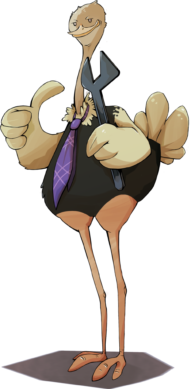 Ostrich Tools Mascot - Cartoon (629x1280), Png Download