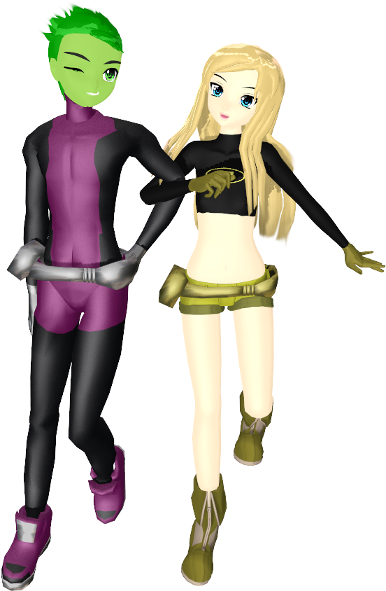 Young Justice Обои Entitled Beast Boy And Terra - Teen Titans Mmd Model (626x850), Png Download