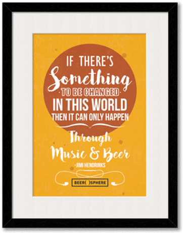 Music & Beer Framed Wall Art With Border White - Poster (800x800), Png Download