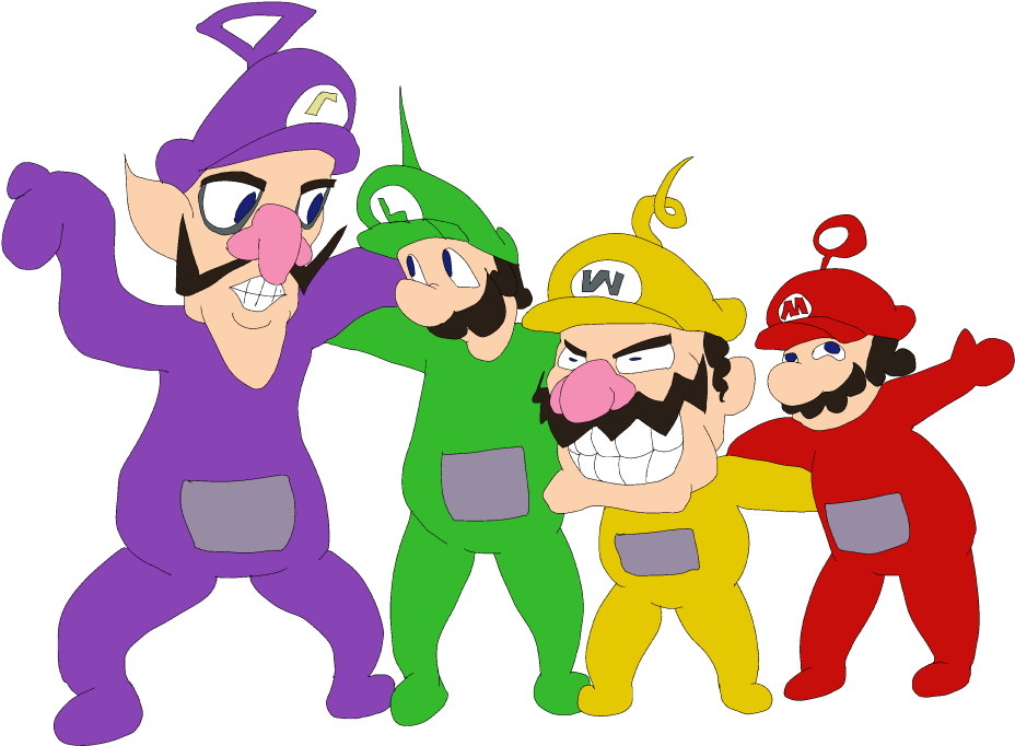 Image - Mario Wario Luigi Waluigi As Teletubbies (1052x744), Png Download