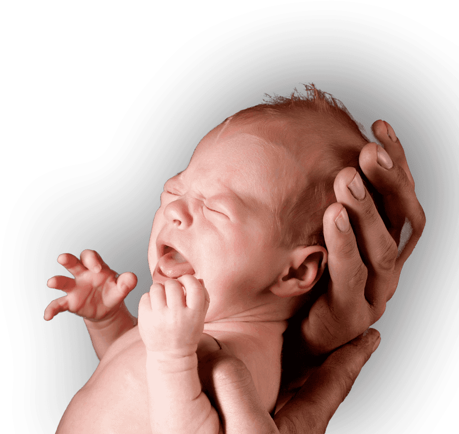 Crying Baby In Adult's Hands (1088x972), Png Download