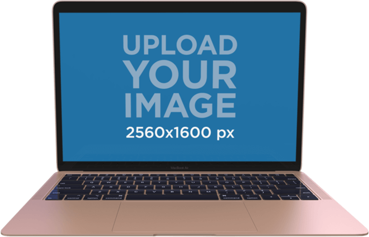 Mockup Of A Gold Macbook - Netbook (758x486), Png Download