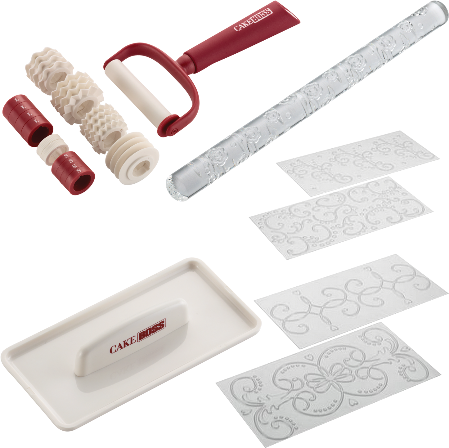 Cake Boss Set Fondant Mats Ribbon Cutter Rolling Pin - Cake Boss (1500x1500), Png Download