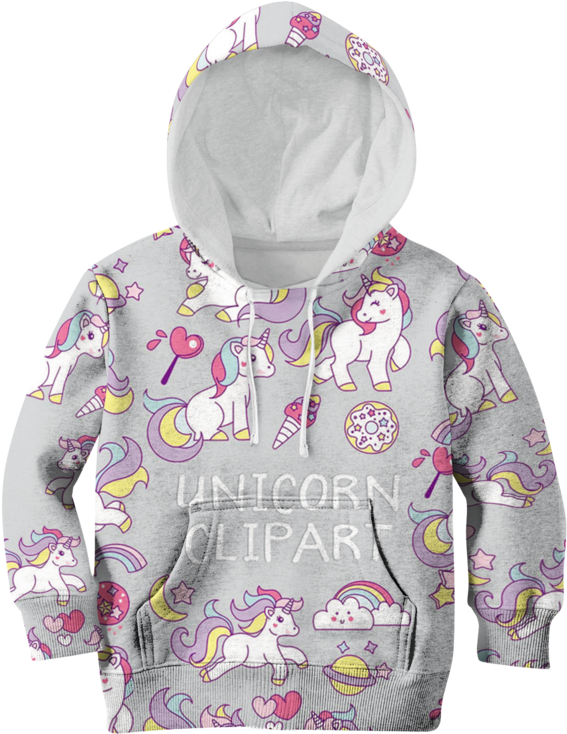 3d Unicorn Clipart Full Print Hoodie T Shirt - Sweatshirt (800x800), Png Download