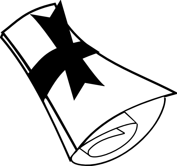 Diploma Clip Art At Clker - Transparent Background Black And White Diploma Clipart (600x562), Png Download
