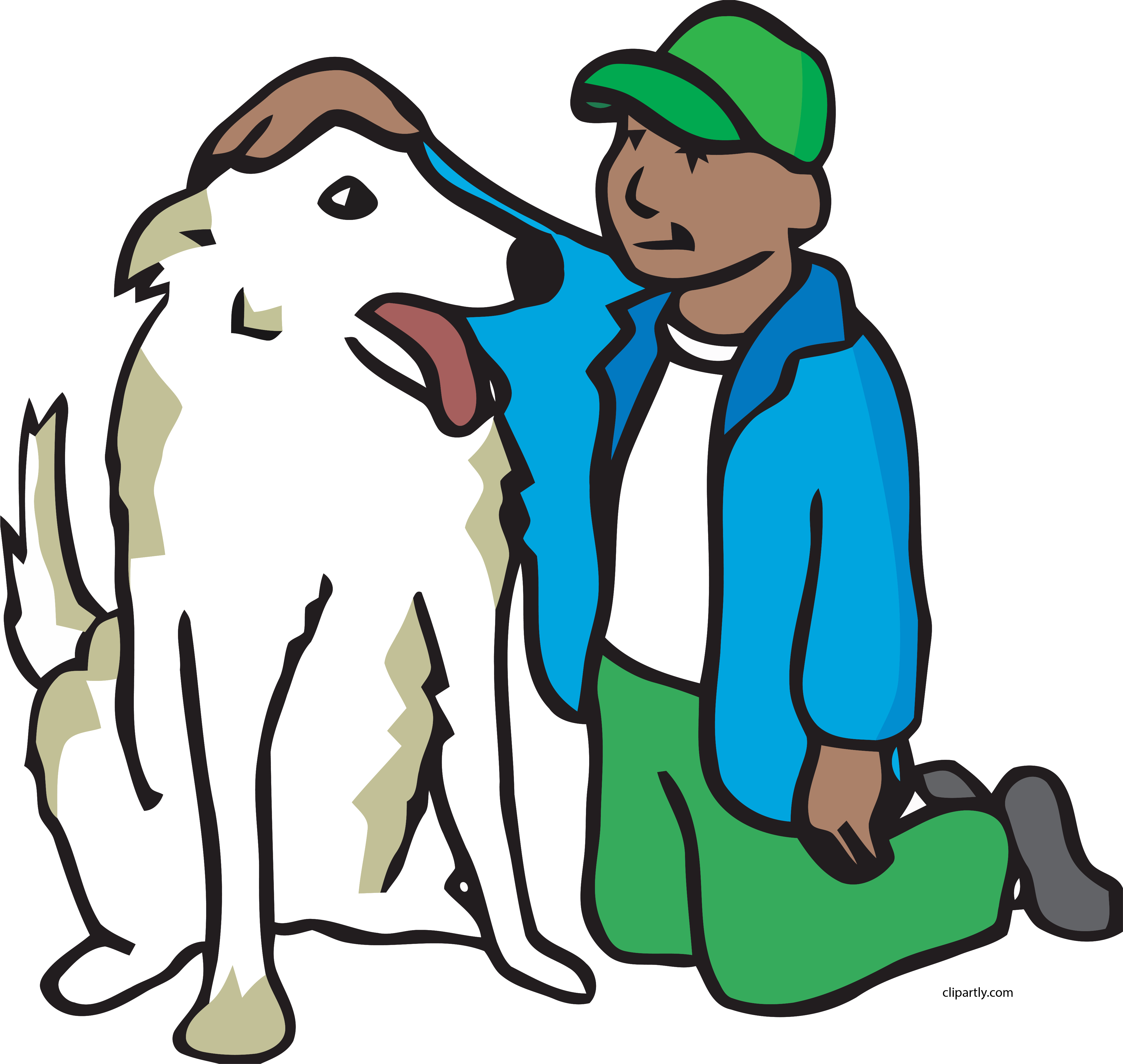 Boy Petting Dog Clipart Png - Cartoon Petting A Dog (4228x4005), Png Download