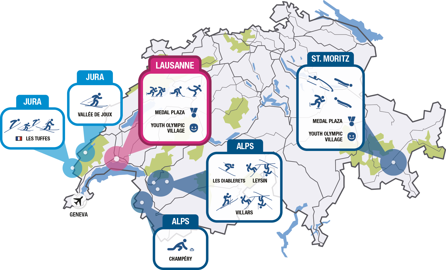 The City Of Lausanne Will Be At The Heart Of The Youth - Map (1482x898), Png Download
