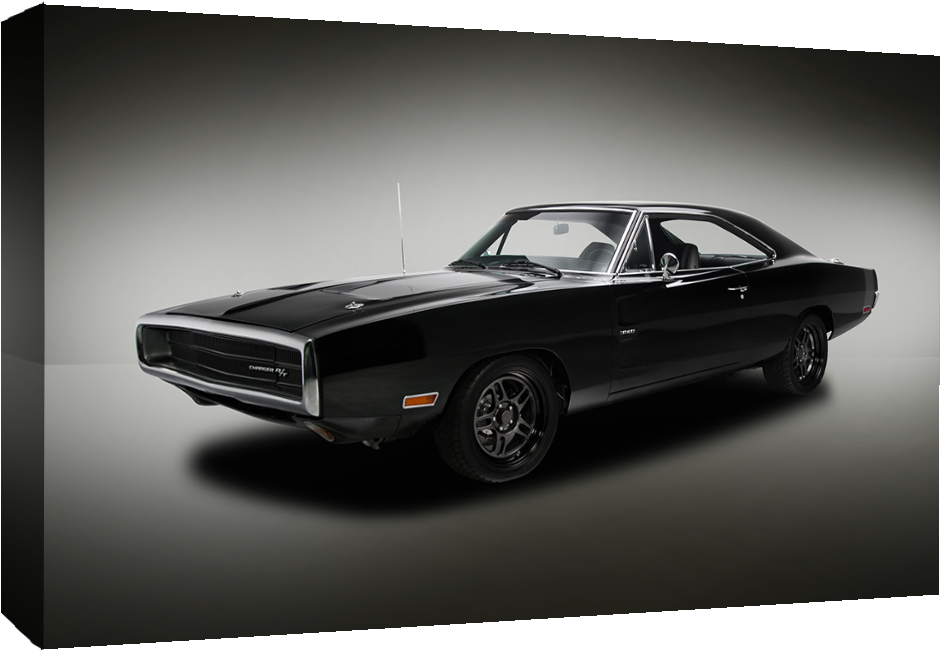 Details About Black Vintage Dodge Charger Car Canvas - Dodge Charger 1970 Rt Background (1050x665), Png Download