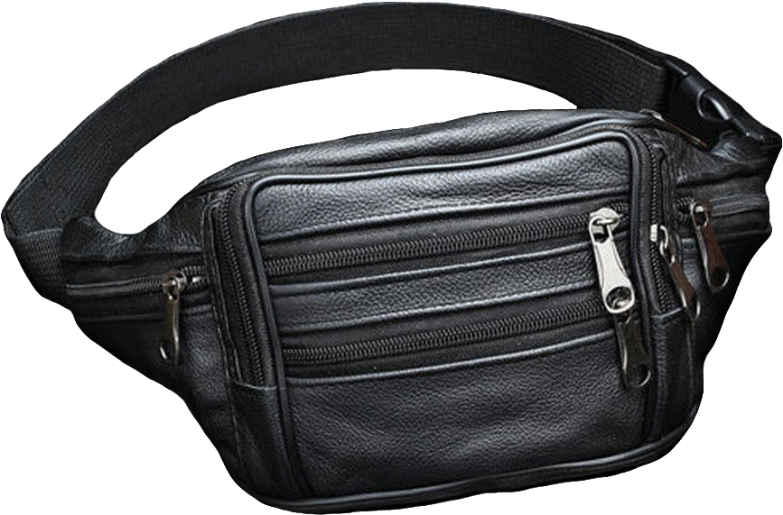 Black Leather Fanny Pack - Messenger Bag (1000x1000), Png Download