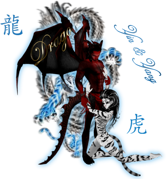 Yin Yang Dragon Tiger Tattoo Photo - Cartoon (600x600), Png Download