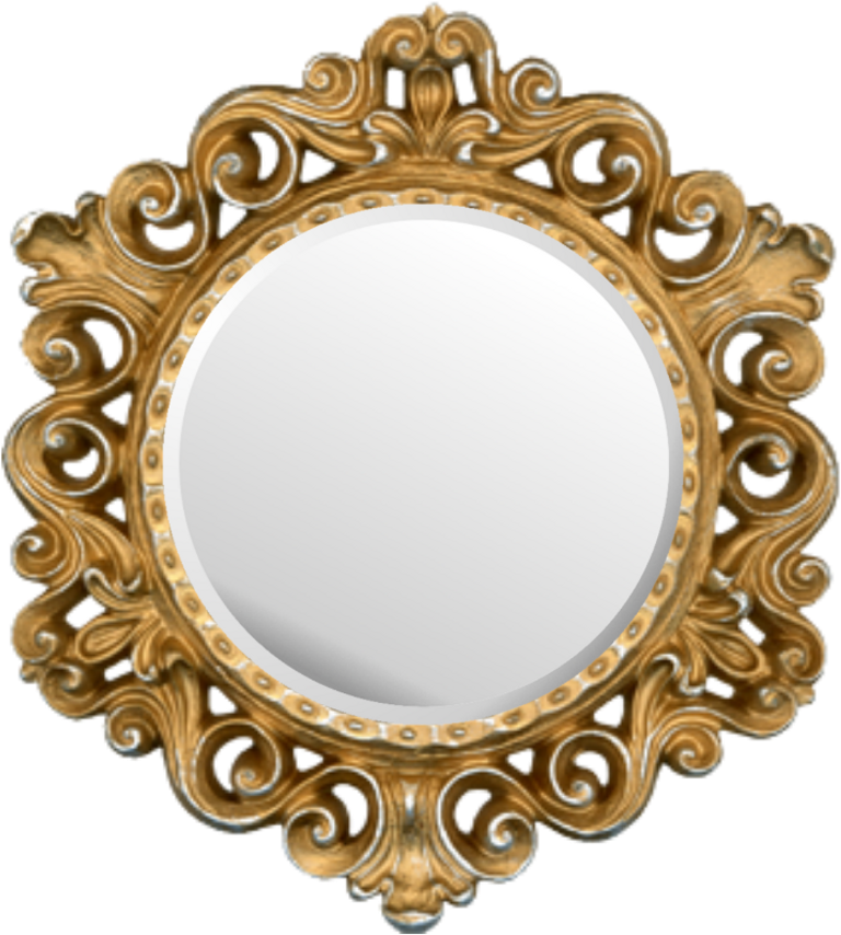 Mirror Sticker - Gold Round Picture Frame (1024x1024), Png Download