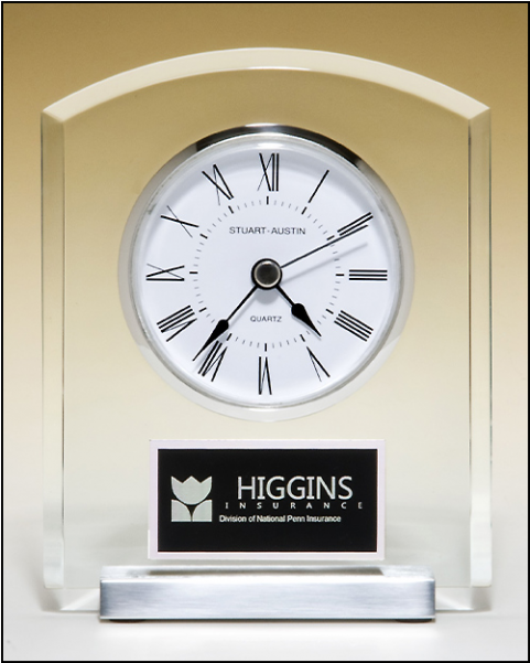 Acrylic Clock With Polished Silver Aluminum Base - Bc961 Clock (600x600), Png Download