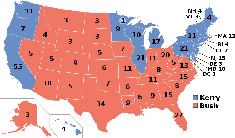 Image Present The 2004 Election Results In Which George - 2016 Election (800x465), Png Download