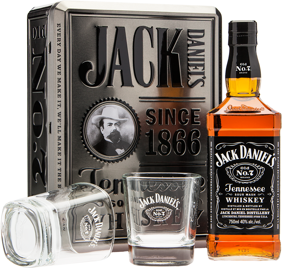 Jack Daniels Tennessee Whiskey Gift Pack - Coffret Jack Daniels Et 2 Verres (1024x964), Png Download