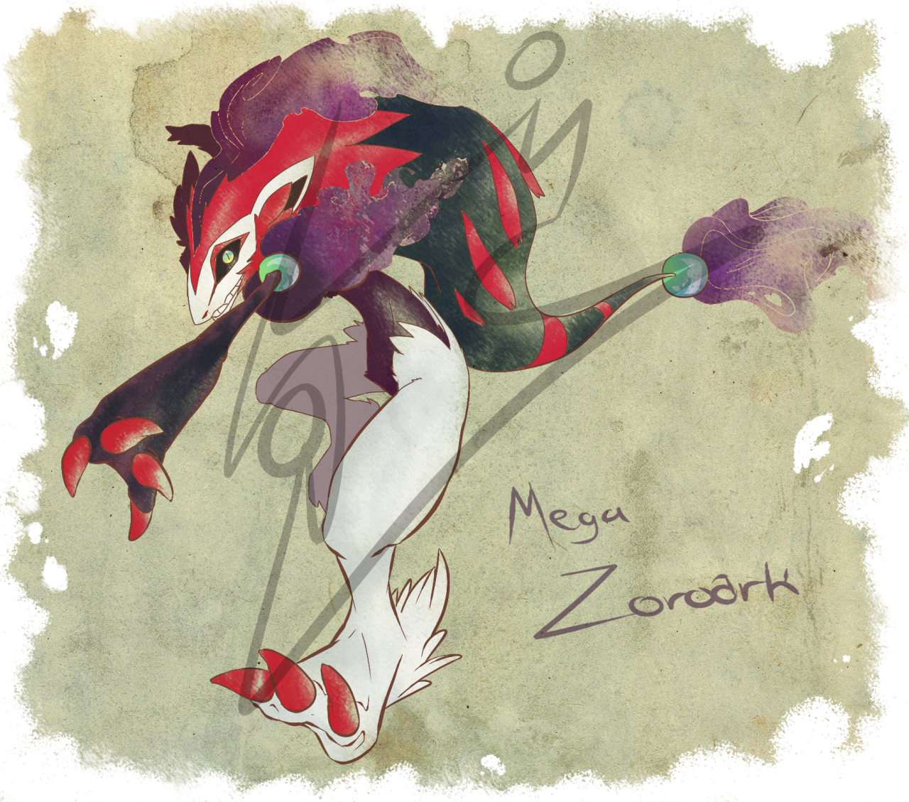My Design For A Mega Zoroark, Being Dark/ghost-types - Pokémon Zoroark Mega Evolution (1280x1129), Png Download