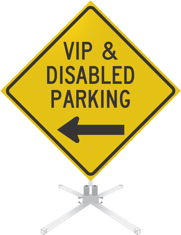 Vip And Disabled Parking Left Arrow Roll-up Sign - Class 7 Hazard Label (628x800), Png Download
