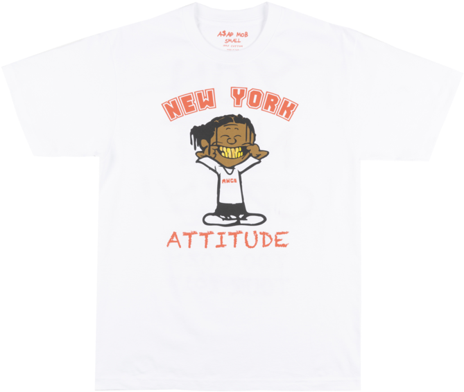 Asap Mob New York Attitude T-shirt Mens White Awge - Stemware (690x593), Png Download