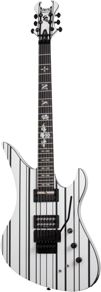 Schecter Synyster Custom-s White W/ Black Stripes - Ibanez Rg350dxz Electric Guitar (1200x1200), Png Download