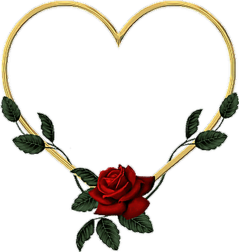 Goldheart Gold Heart Rose Vines Leaves Flower Wreath - Heart (1024x1024), Png Download