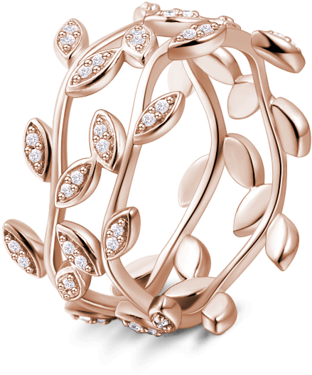 Double Vines Ring Rose Gold - Engagement Ring (800x800), Png Download