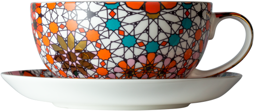 Dazed And Dazzled Red Tea Cup And Saucer Set, Fine - Coffee Cup (555x555), Png Download