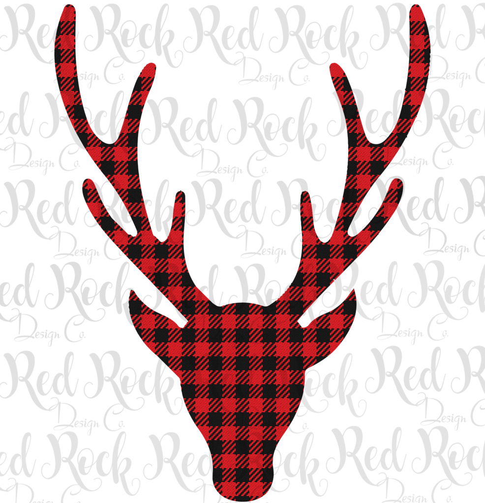 Bufflalo Plaid Deer Head - Deer Head Profile Clipart Black And White (986x1024), Png Download