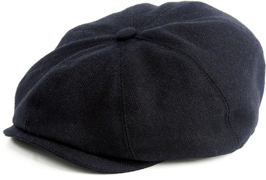 Cromore 8 Panel Pure Wool Black Herringbone Cap By - Baseball Cap (1000x1000), Png Download